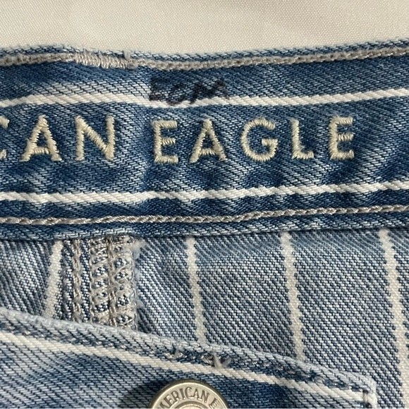 AMERICAN EAGLE Mom Jean | Size 6 Long | Hi-Rise Blue with White Stri… - Picture 6 of 8